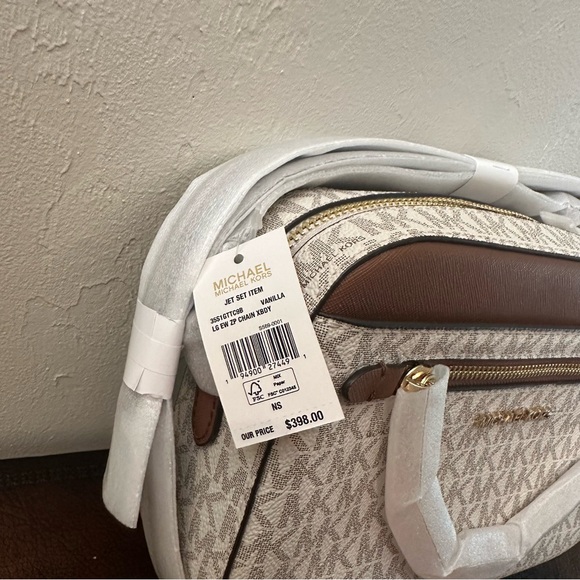 NWT Michael Kors | Jet Set Large Logo Gold Chain Crossbody Bag $398 - Picture 4 of 4